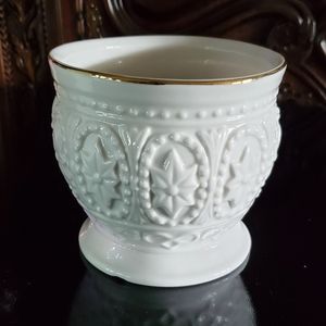 🪴Lenox-esc Ivory & Gold Trim 4.5" Tall x 4" Planter/Cachepot 🌱Bloom Rite 🌿
